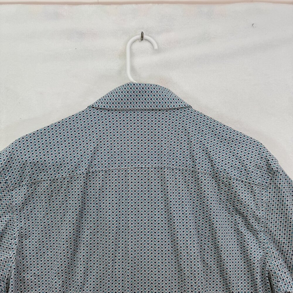 Butter Cloth Shirt Mens XL Blue Geometric Regular Fit Stretch Button Up - Picture 6 of 7